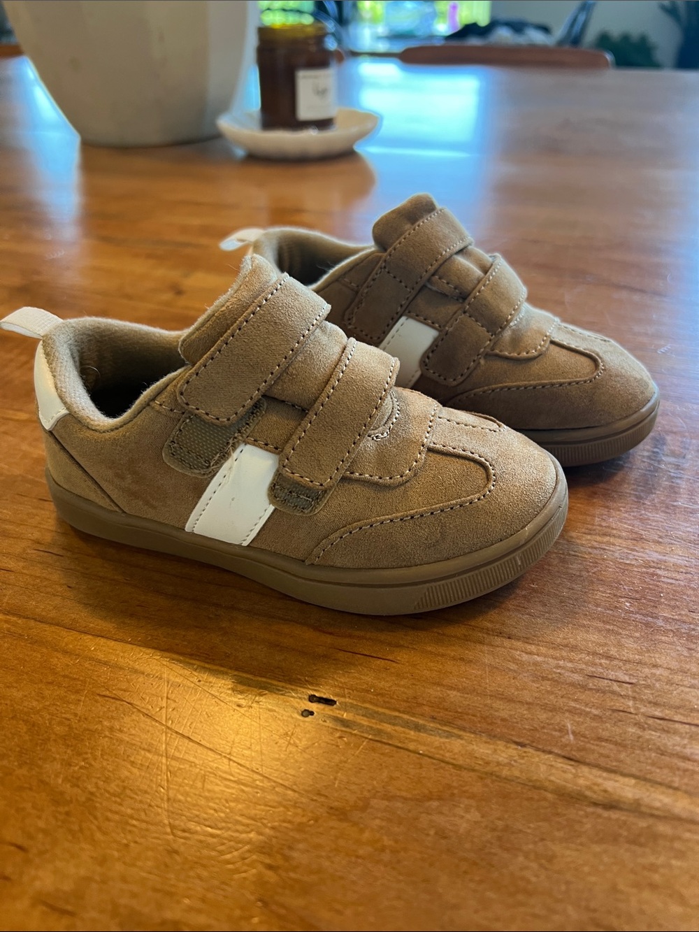 Old Navy Tan Kids Velcro Sneakers with White Accent